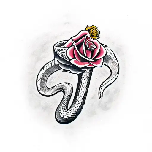 Angry Snake With Rose