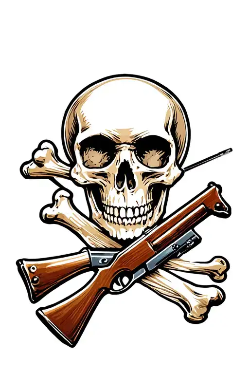 Skull And Crossbones With Ak 47 Bullet