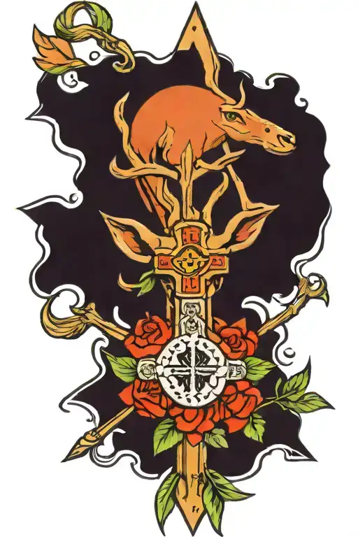 Cross Of Lorraine And Deer