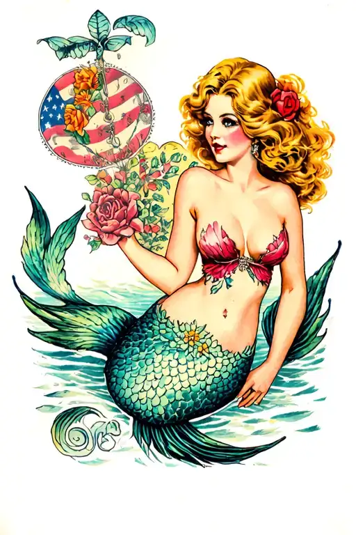 Tattoed Classic Pin Up Mermaid