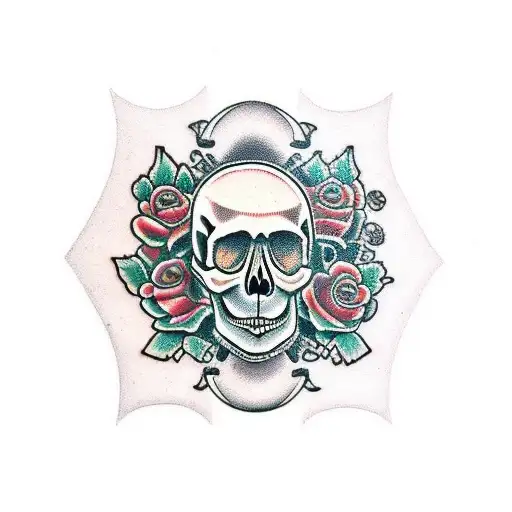 Skull With Dagger And Rose