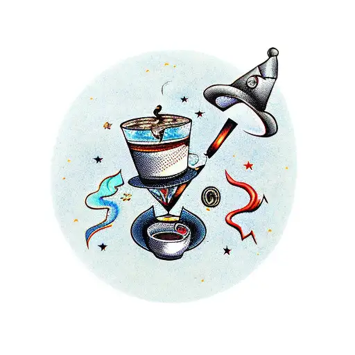 A Mechanic Conjuring Coffee Beans From A Top Hat With Stars Swirling Around