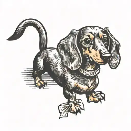 Dachshund Dog With Bow And Wanky Eyes