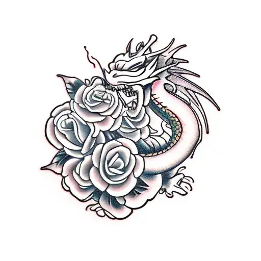Dragon With Roses