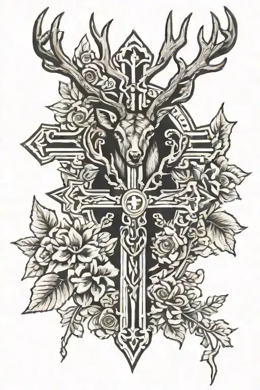 Cross Of Lorraine And Deer