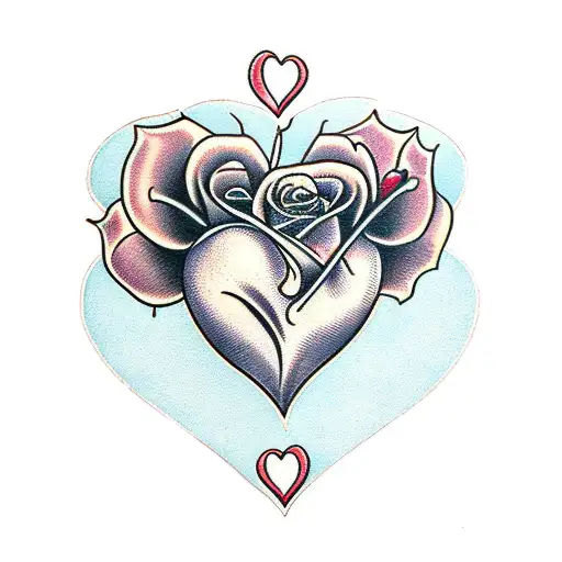 Heart With Banner And Roses Full Color Text In Banner Says Smitty