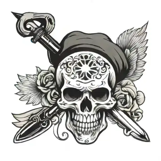 Skull And Nike Swoosh Logo