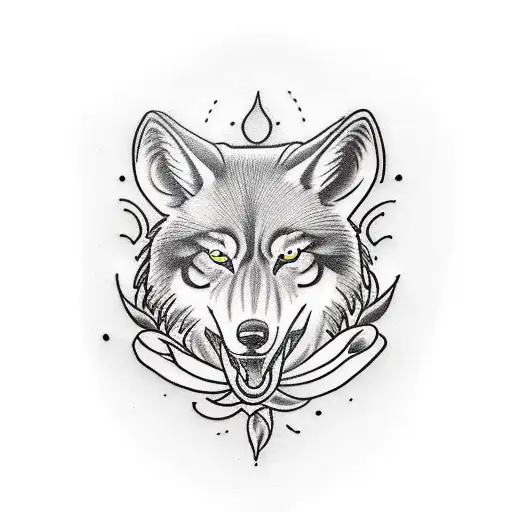 Red Alstroemeria And Wolf