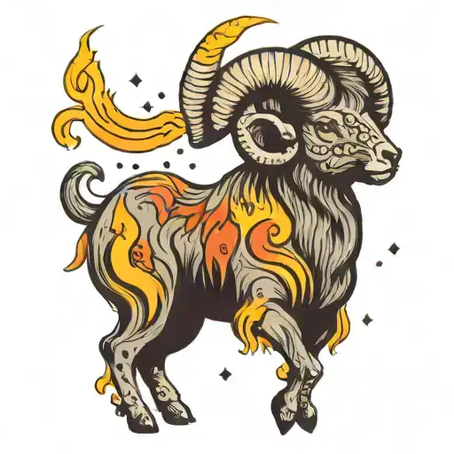 Aries Zodiac Sign With Constellation And Fire Coming