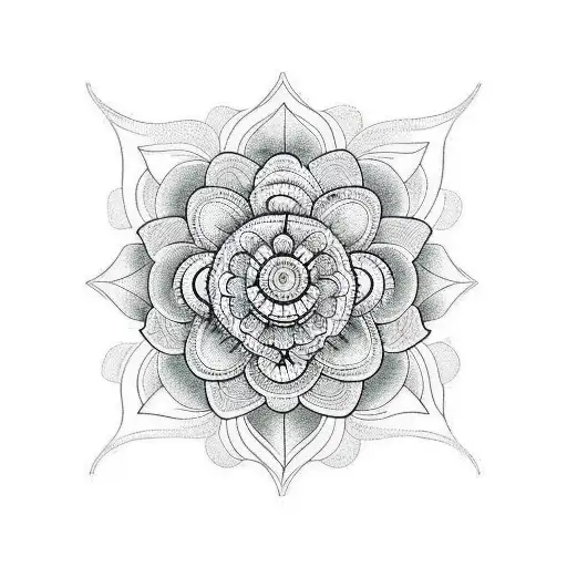 A Geometric Flower With Intricate Line Work