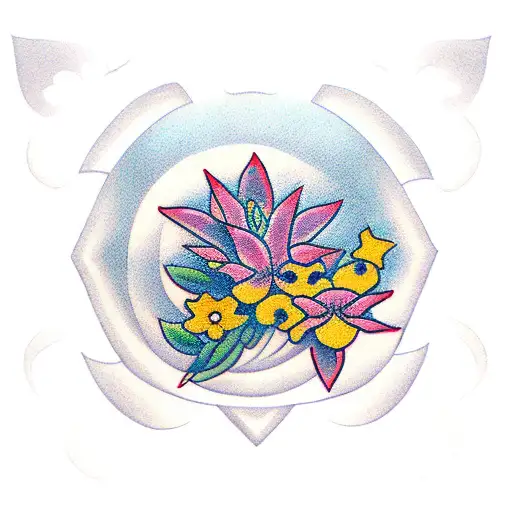 H Symbol With Flowers