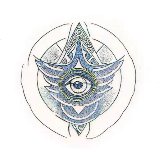 A Mystical Tarot Card Featuring The Hamsa Symbol And The All-seeing Eye