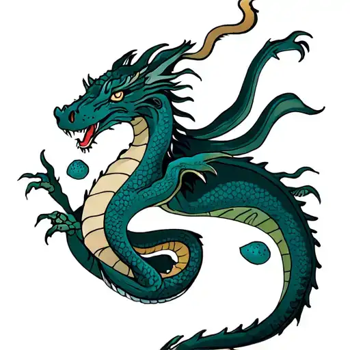 Mother Dragon With 3 Dragon Eggs