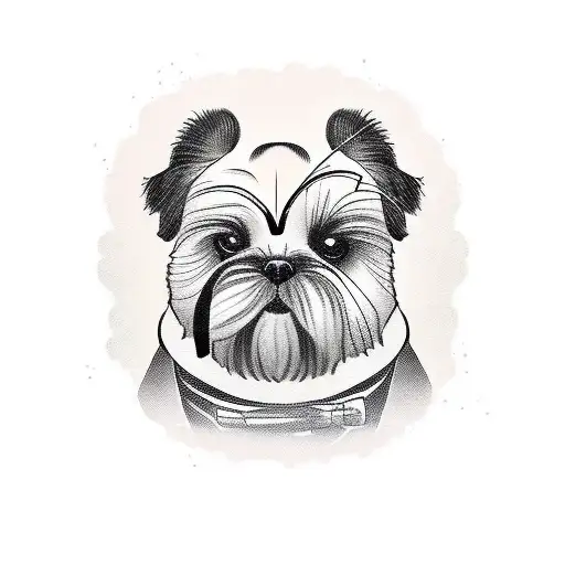 Shi Tzu Wearing A Suit Portrait With A Banjo At The Bottom Of The Portrait