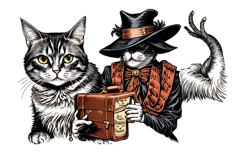 Cat Plague Doctor Holding Briefcase