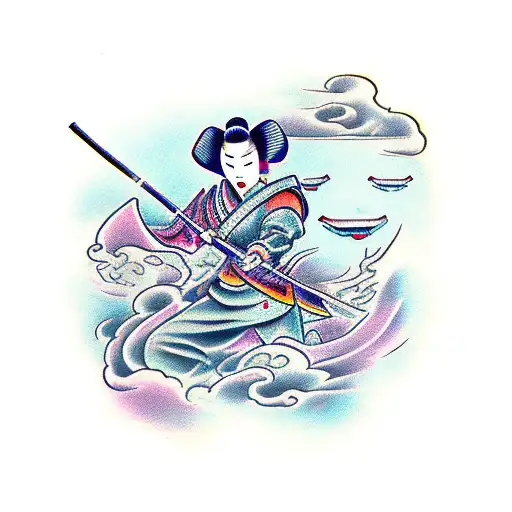Woman Samurai Fading Away
