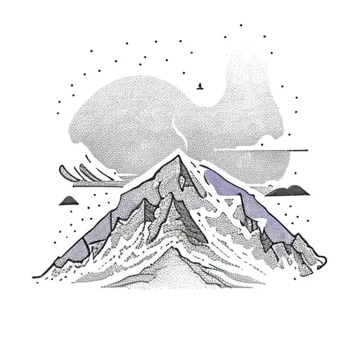 Mountain Peak With A Trail Runner Silhouette