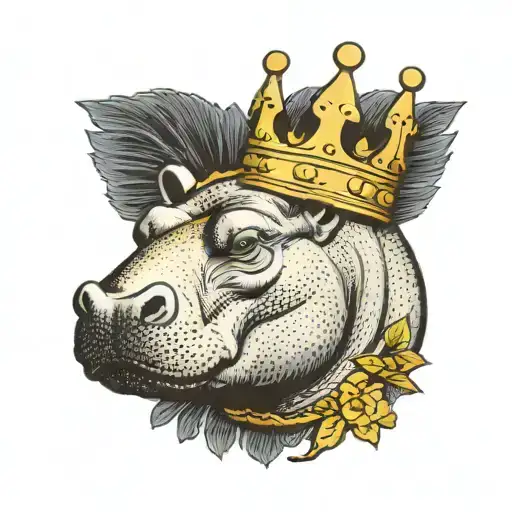 Majestic Female Hippo Wearing A Gold Crown