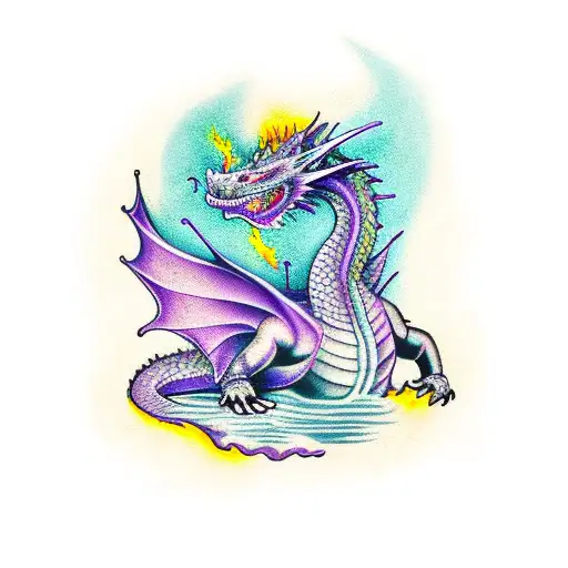 Dragon Green Ando Purple Breathing Fire While Lifting Weights