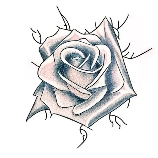 Rose With Cursive Writing Coming Off Thorns