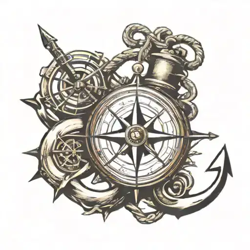 Compass And Anchor Intertwined
