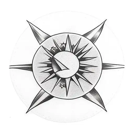 Half Moon And Star Black And White