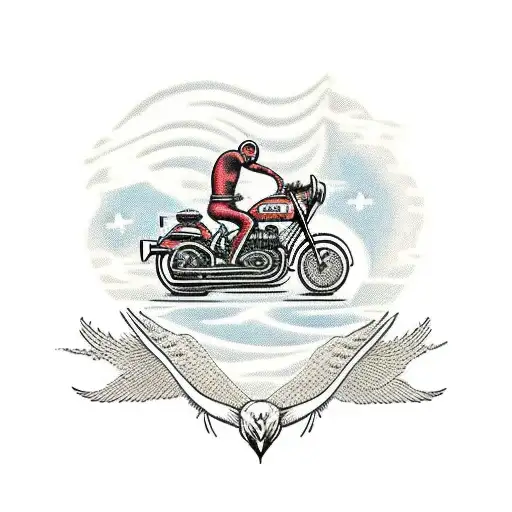 Vintage Motorcycle Riding Through A Mystical Nature Scene With An Owl As The Passenger