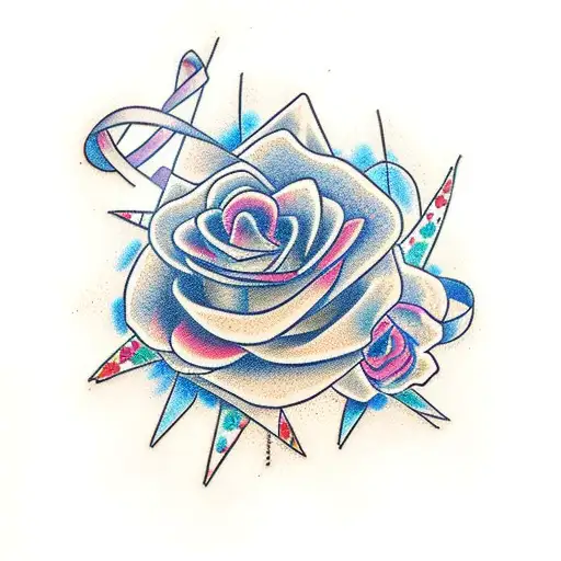 Flower With Cancer Ribbon