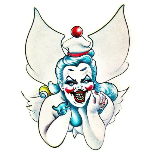 Fat Pinup Clown Angel Witch