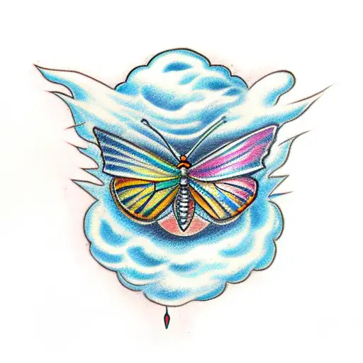 A Sketch Of A Butterfly Emerging From A Cloud Of Smoke