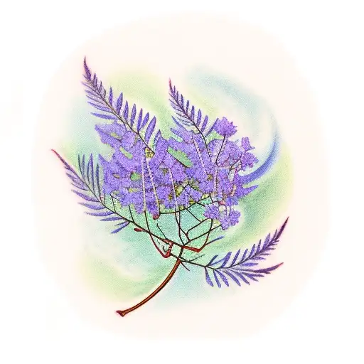 Jacaranda Leaves With Scroll