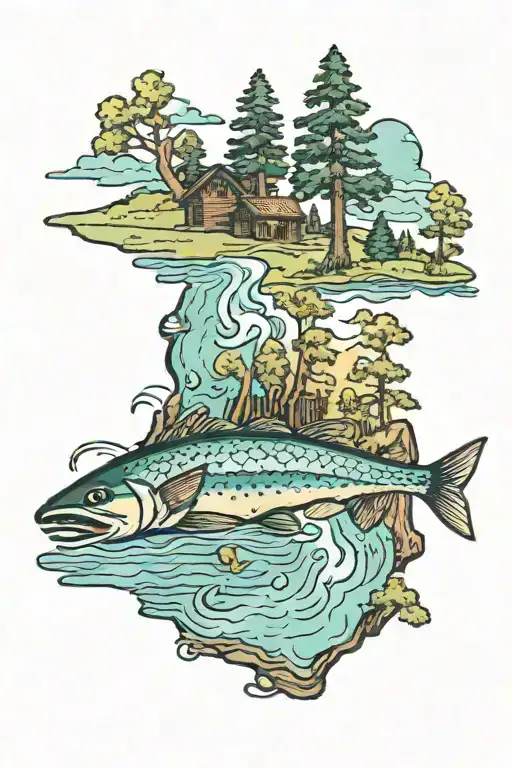 Michigan Landscape Inside With Fishing