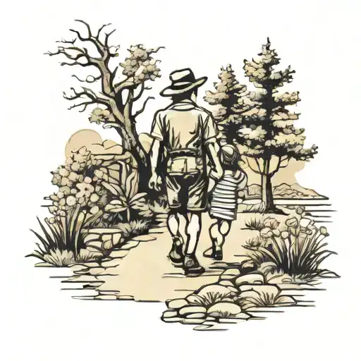 Son Dauther Walking A Path