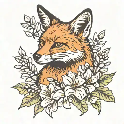 Fox And Lilacs Blooming