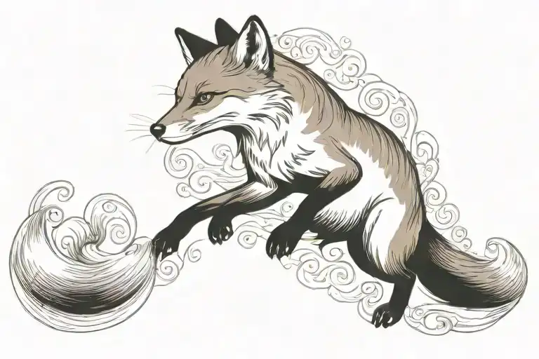 Fox Full Body Prancing Jumping Stretched