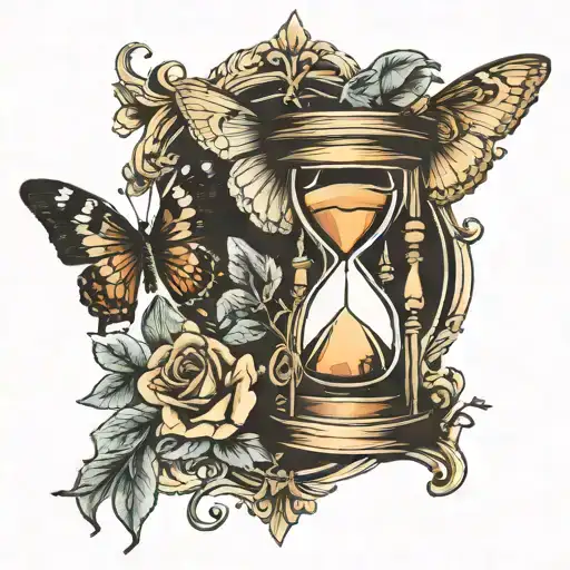 Beautiful Hourglass With Moth