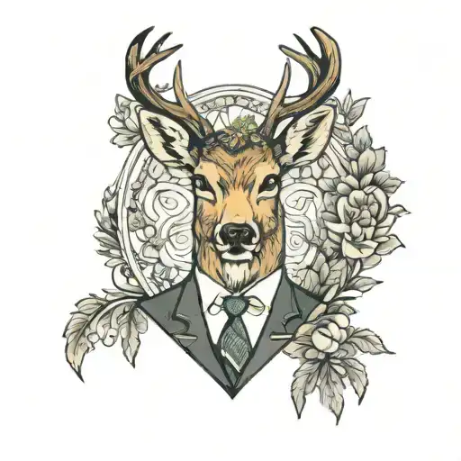 Portrait Of The Deer In A Suit In A Frame