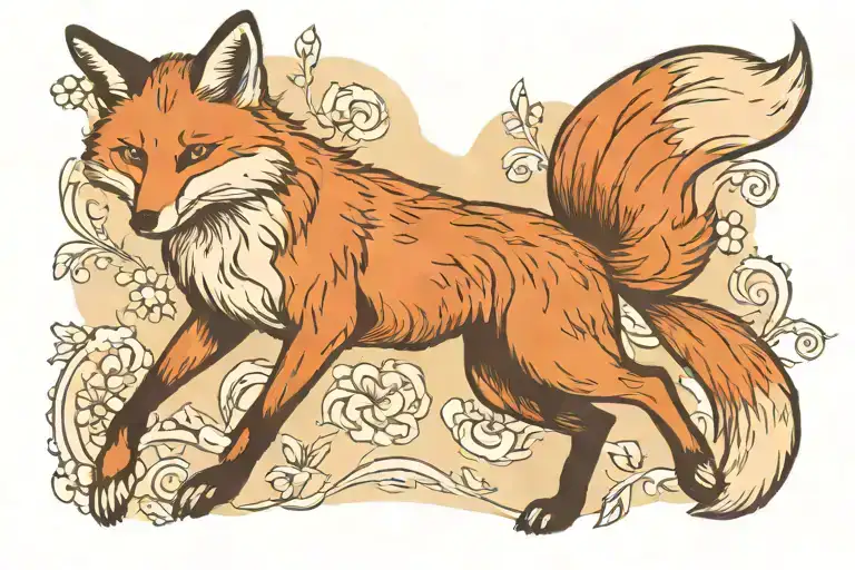 Fox Full Body Prancing Jumping Stretched