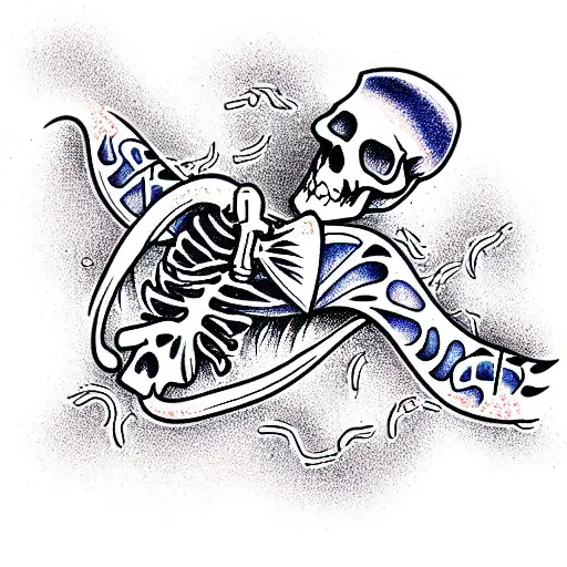 Skeleton With Hawaiian Shirt On A Beach