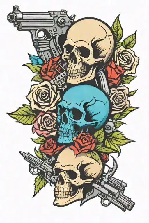 Skull Roses Guns Chess