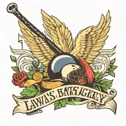 Lawns Bowl And Field Hockey Sticks With Angel Wing On Top With Till We Meet Again