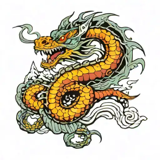 Dragon Coiled Around A Mountain