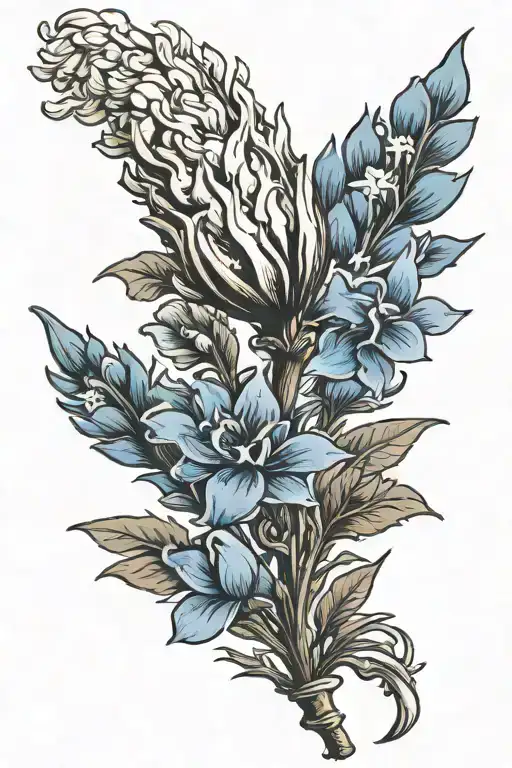 Draw Me A Flaming Torch With A Bluebonnet And Texas Flag Incorporated In The Handle