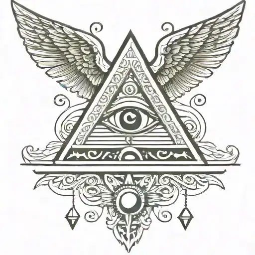 Army Color Filigree All Seeing Eye Pyramid Wings In Background Anunnaki