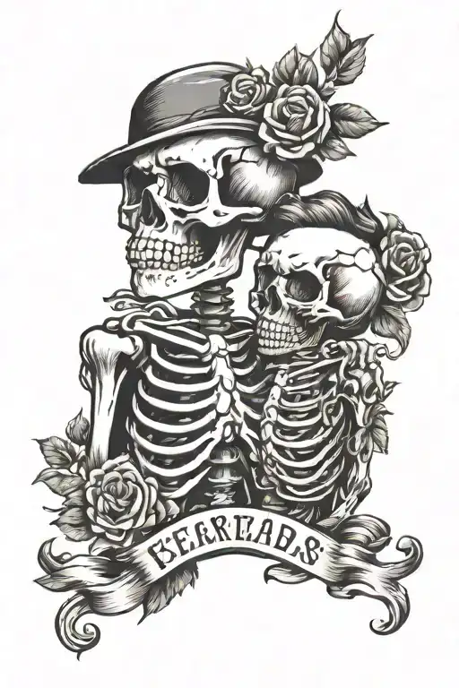 Skeleton Couples Tattooinitials Intertwined