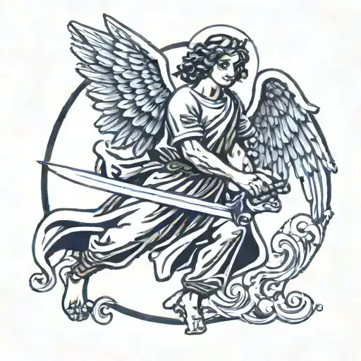 An Angel Throwing His Sword