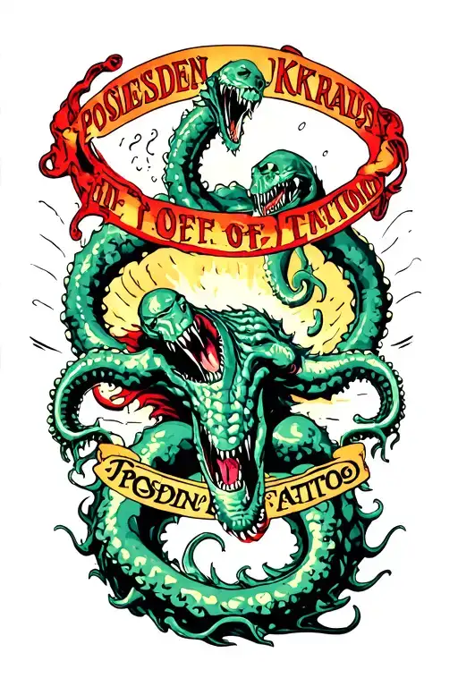 Posiden Fighting Off Kraken Reaching