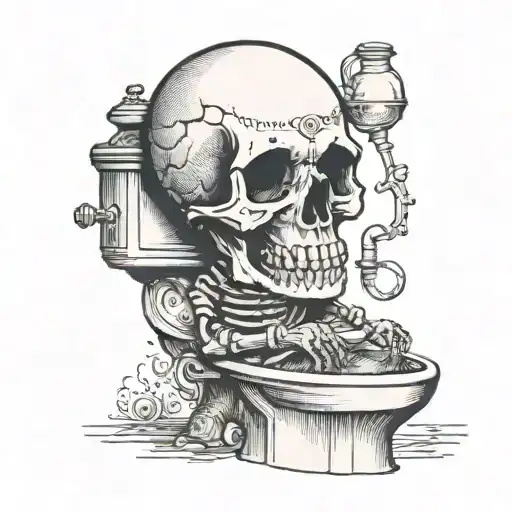 Skull Sitting In Indian Toilet