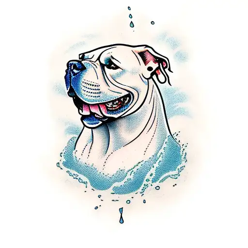 Pittbull Playing In Water