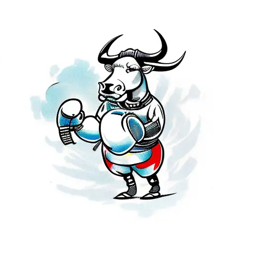 A Bull Wearing Boxing Gloves While Using Crutches